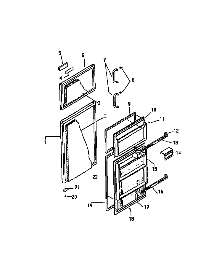 DOOR Diagram and Parts List for TPK180BNOW  Kelvinator Refrigerator