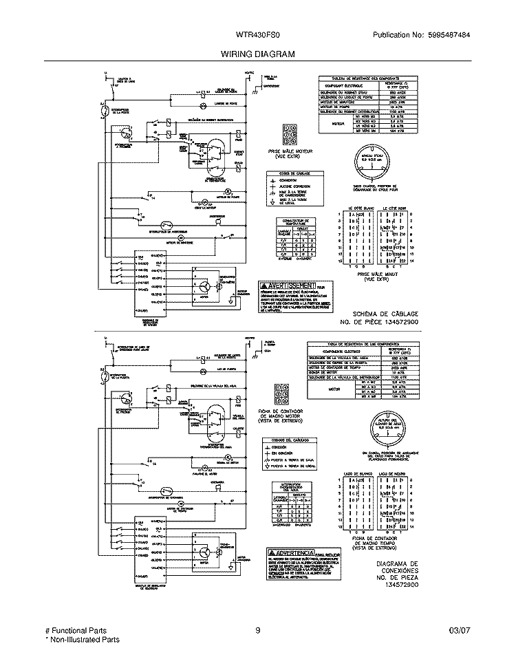 WIRING DIAGRAM Diagram and Parts List for WTR430FS0  Westinghouse Washer