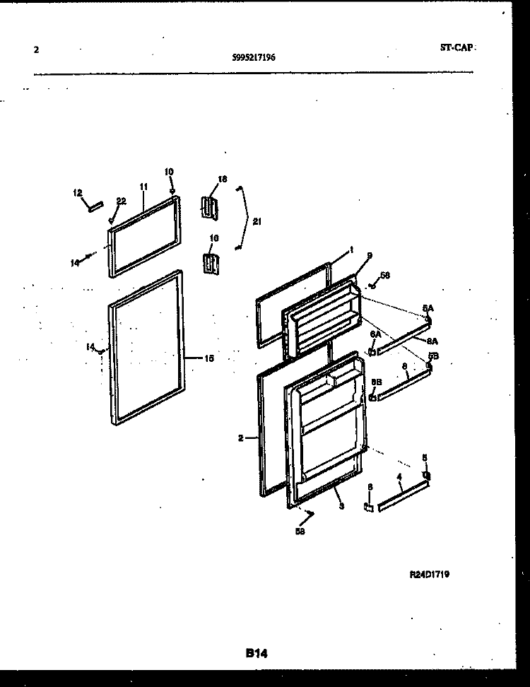 DOOR PARTS Diagram and Parts List for RT171NCW1  Frigidaire Refrigerator