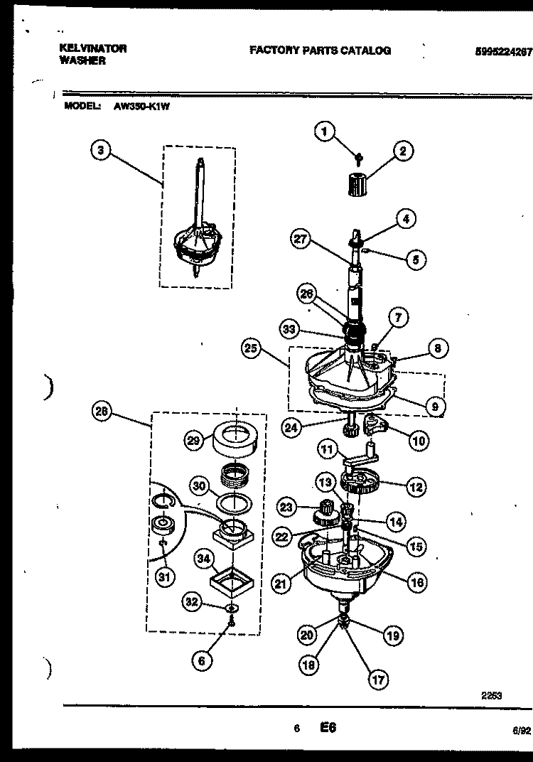 TRANSMISSION PARTS Diagram and Parts List for AW350-K1L  Kelvinator Washer