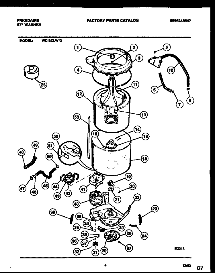 TUB DETAIL Diagram and Parts List for WCISCLL2  Frigidaire Washer