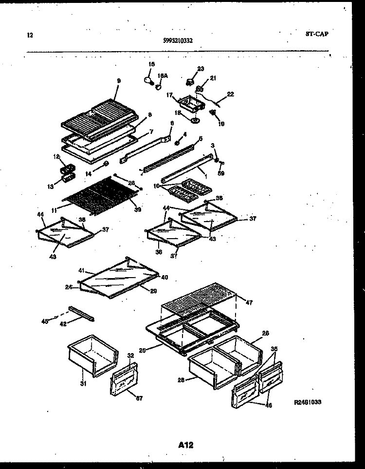SHELVES AND SUPPORTS Diagram and Parts List for RT179NCH0  Frigidaire Refrigerator