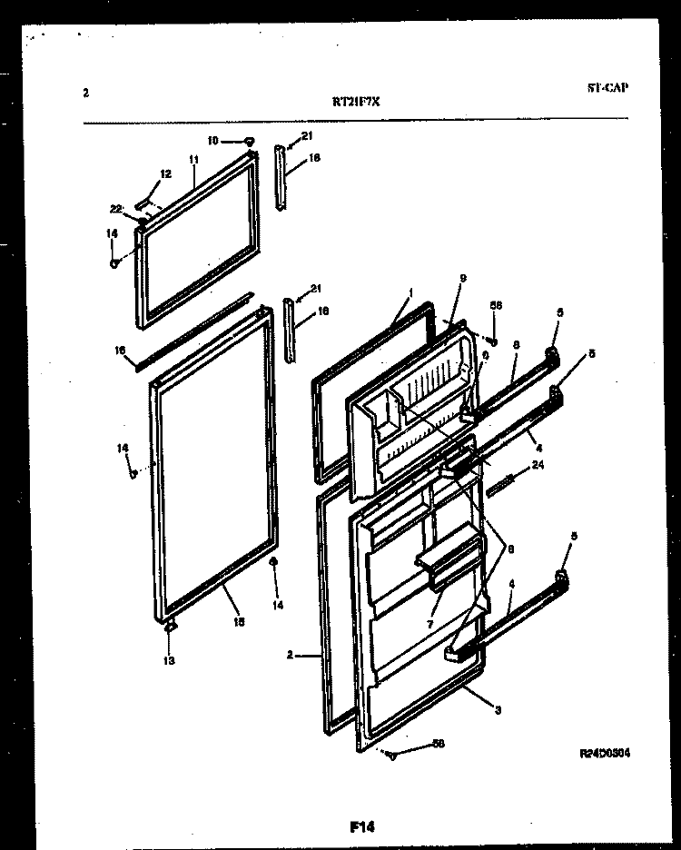 DOOR PARTS Diagram and Parts List for RT21F7WX3A  Gibson Refrigerator