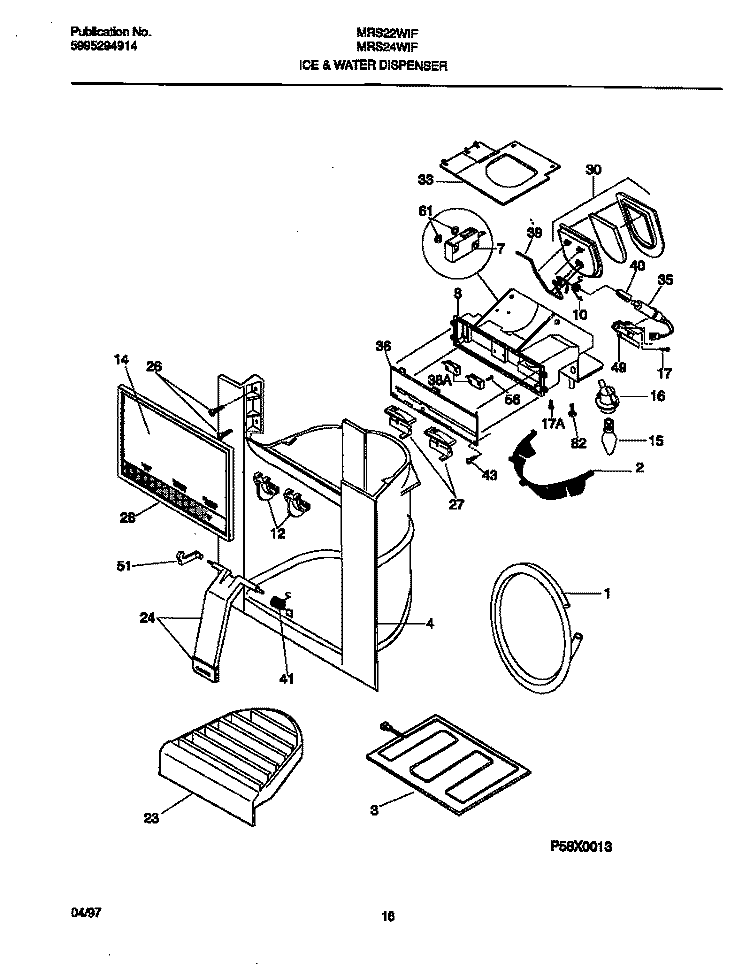 ICE & WATER DISPENSER Diagram and Parts List for MRS24WIFW0  Frigidaire Refrigerator