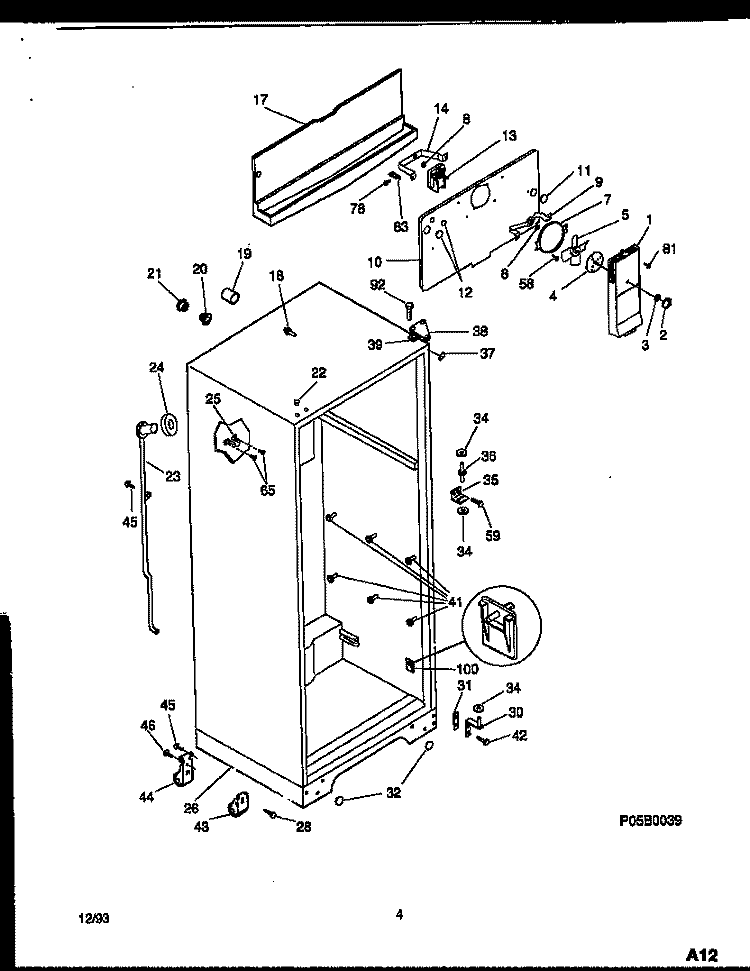 CABINET PARTS Diagram and Parts List for MRT21BRAY0  Frigidaire Refrigerator