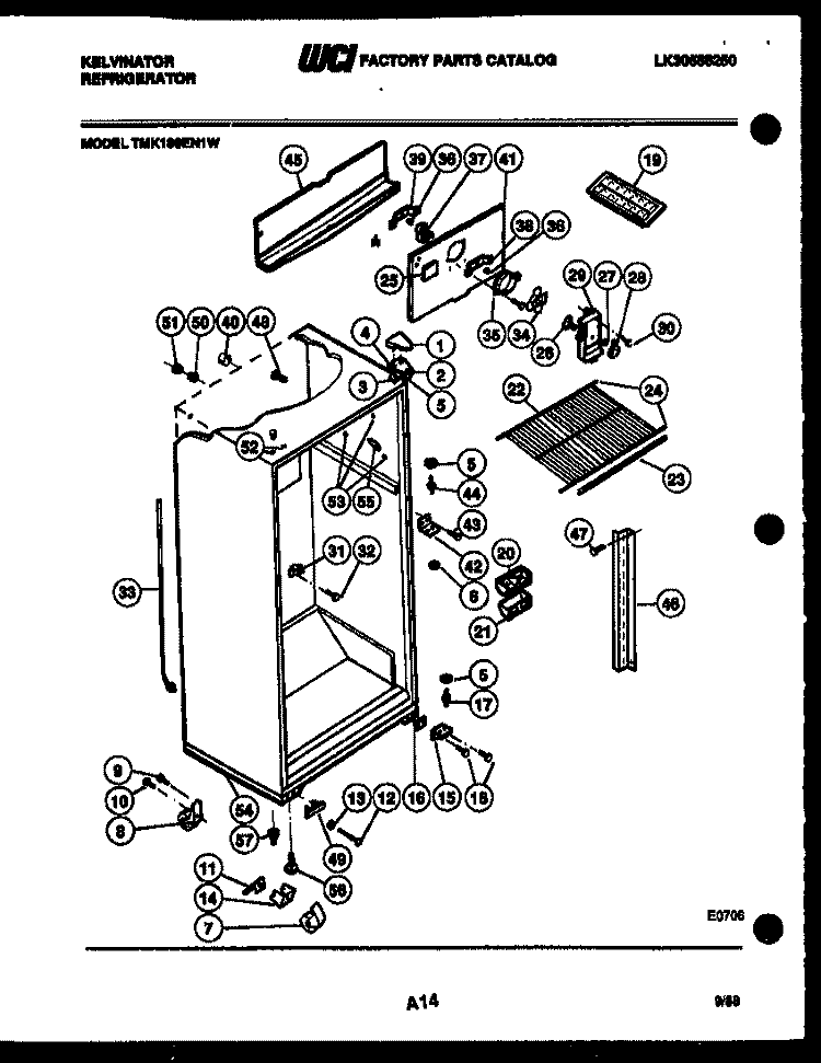 CABINET PARTS Diagram and Parts List for TMK180EN1F  Kelvinator Refrigerator