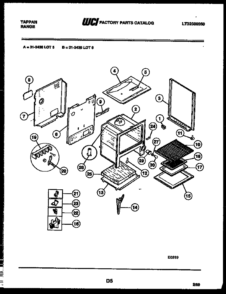 BODY PARTS Diagram and Parts List for 31-3438-66-05  Tappan Range