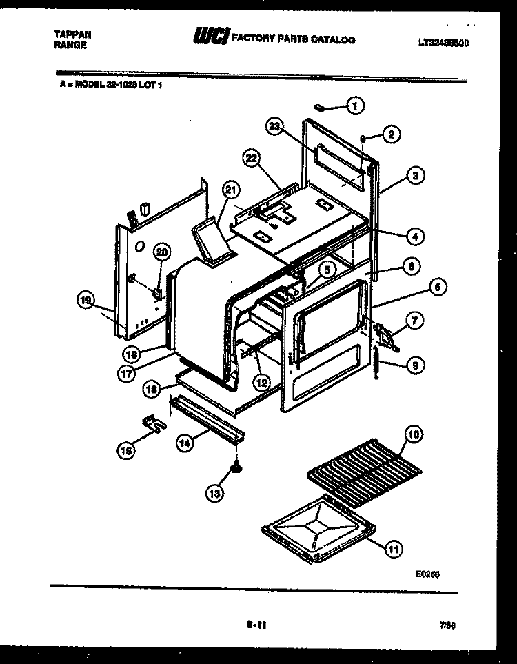 BODY PARTS Diagram and Parts List for 32-1028-00-01  Tappan Range
