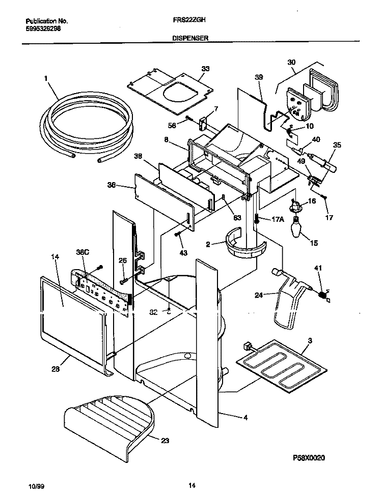 ICE DISPENSER Diagram and Parts List for FRS22ZGHD3  Frigidaire Refrigerator