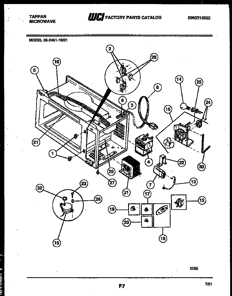 FUNCTIONAL PARTS Diagram and Parts List for 56-2461-10-01  Tappan Microwave