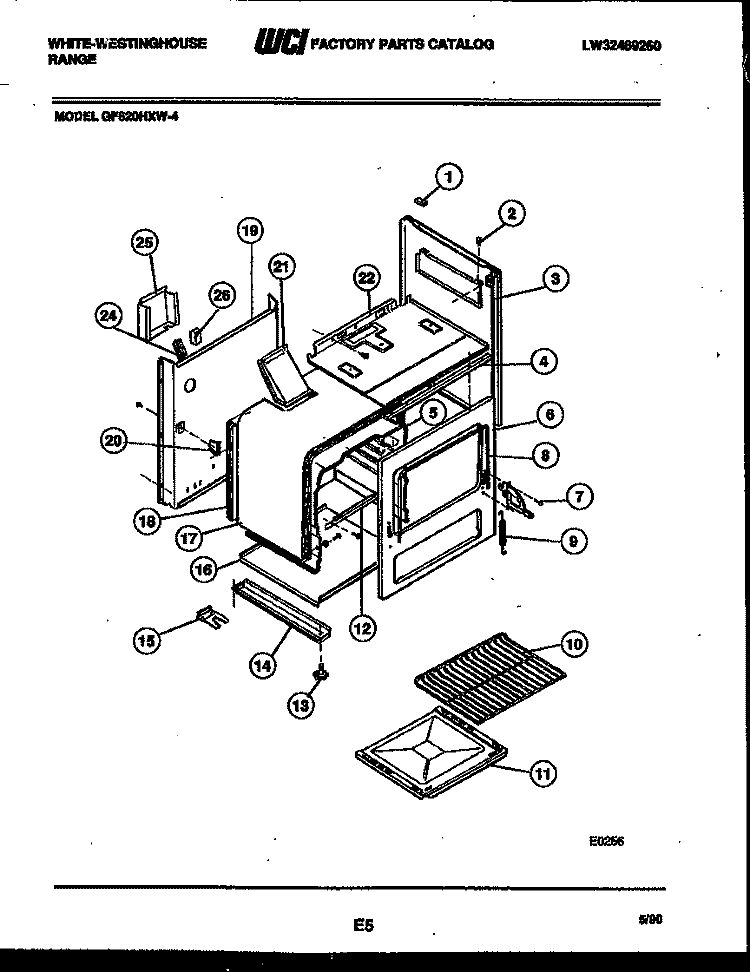 BODY PARTS Diagram and Parts List for GF620HXD4  Frigidaire Range