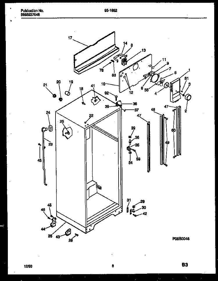 CABINET PARTS Diagram and Parts List for 95-1982-00-01  Tappan Refrigerator
