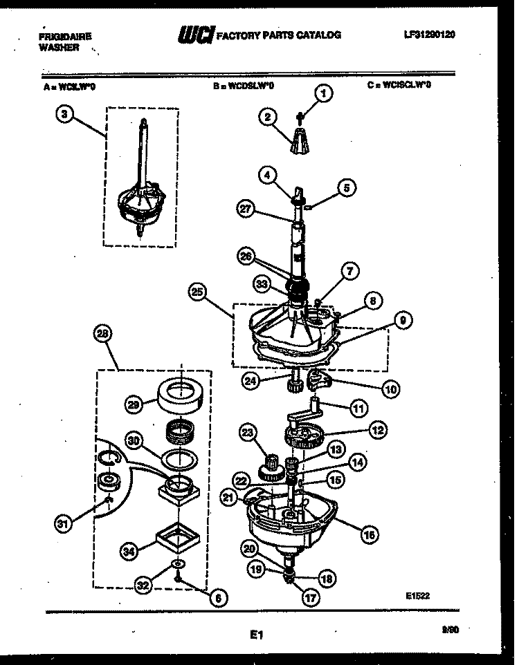 TRANSMISSION PARTS Diagram and Parts List for WCISCLL0  Frigidaire Washer