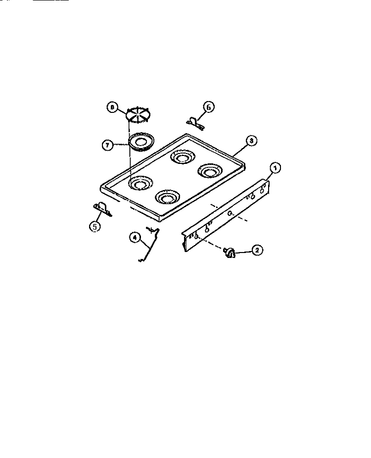 MAIN TOP, CONTROL PANEL Diagram and Parts List for 30-3858-00-02  Tappan Range