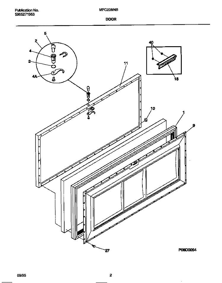 DOOR Diagram and Parts List for MFC23M4BW5  Frigidaire Freezer