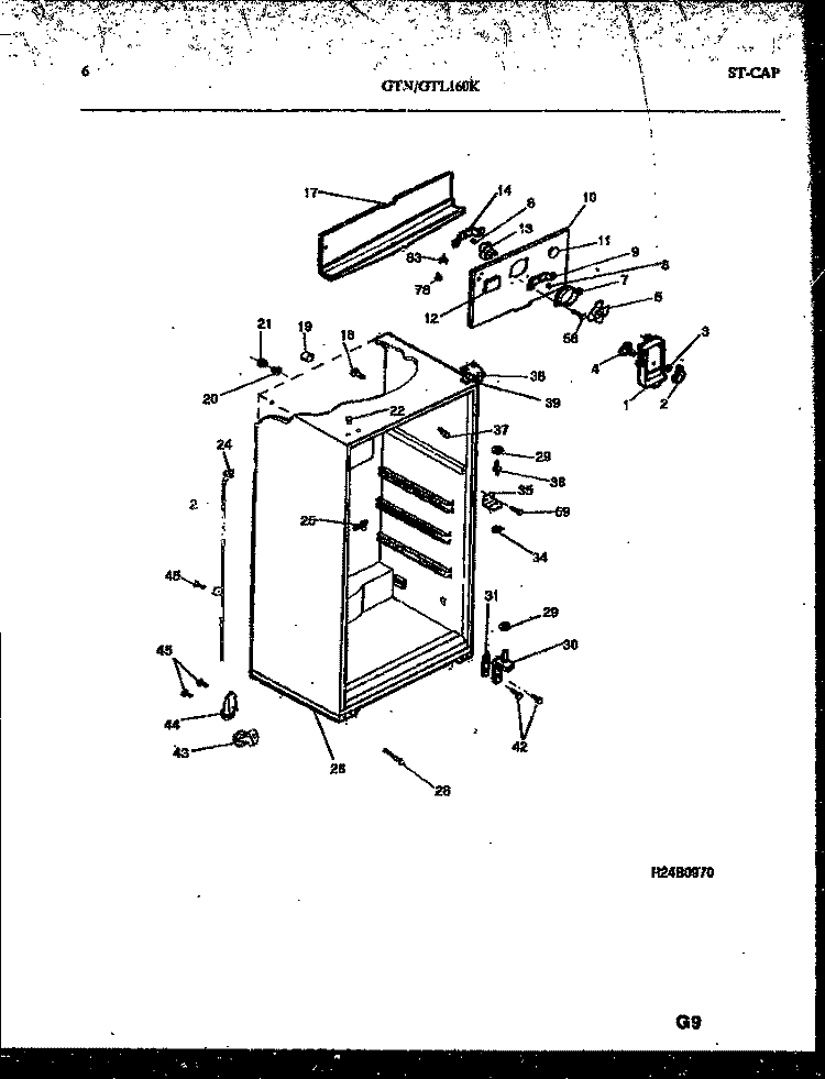 CABINET PARTS Diagram and Parts List for GTL160HK0  Frigidaire Refrigerator