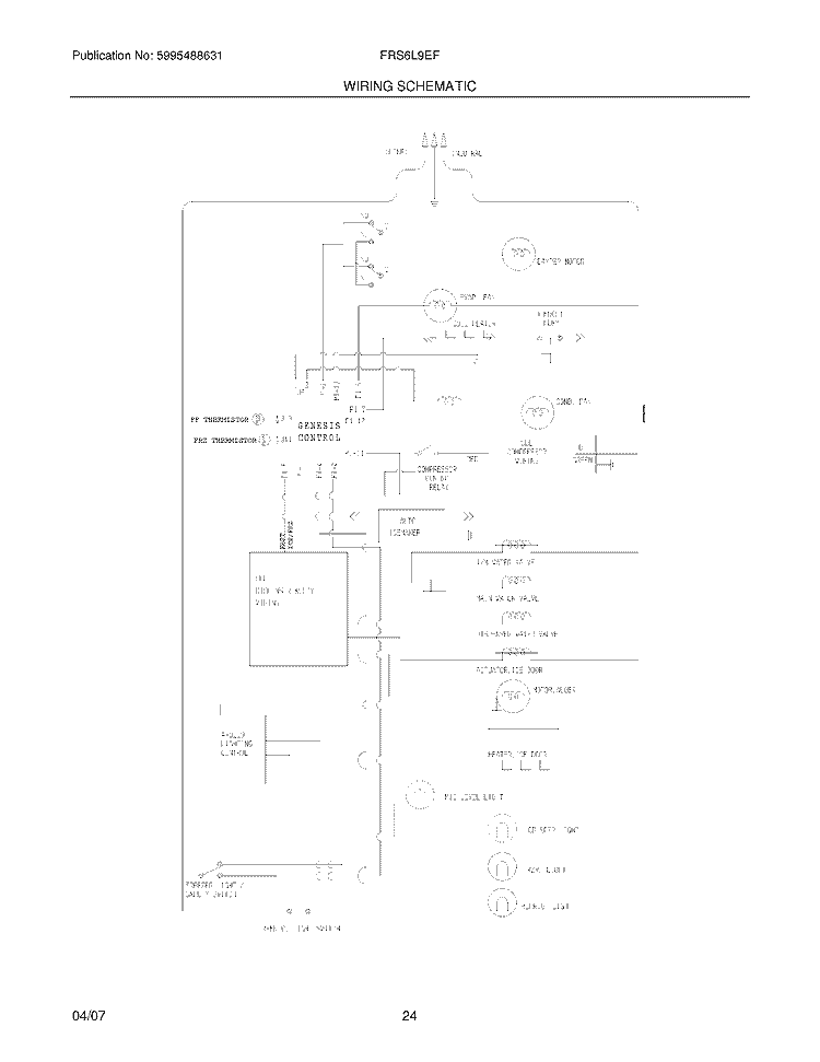WIRING SCHEMATIC Diagram and Parts List for FRS6L9EFSS7  Frigidaire Refrigerator