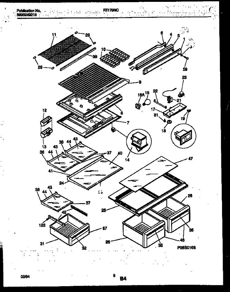 SHELVES AND SUPPORTS Diagram and Parts List for RT179NCD1  Frigidaire Refrigerator