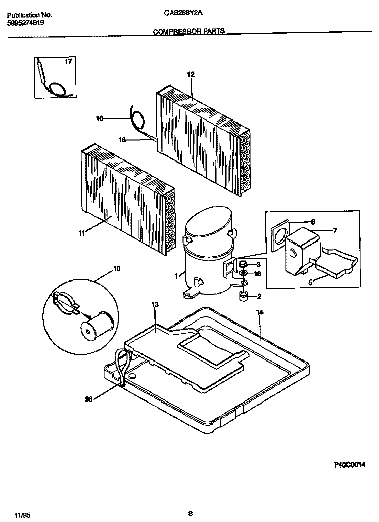 COMPRESSOR PARTS Diagram and Parts List for GAS258Y2A1  Gibson Air Conditioner