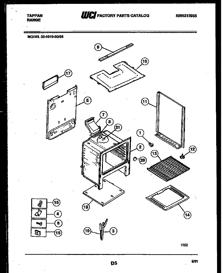 BODY PARTS Diagram and Parts List for 32-1019-00-06  Tappan Range