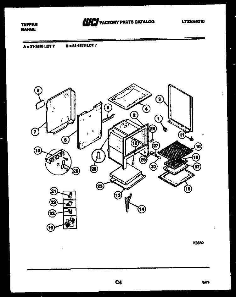 BODY PARTS Diagram and Parts List for 31-2538-23-07  Tappan Range
