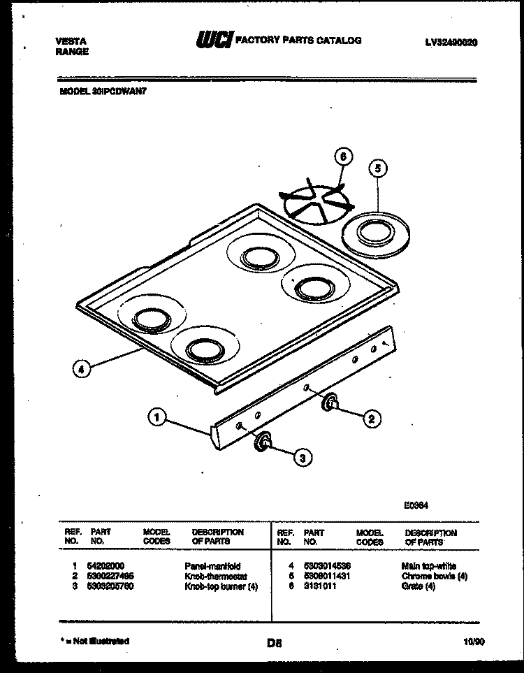 COOKTOP PARTS Diagram and Parts List for 30IPCDWAN7  Tappan Range