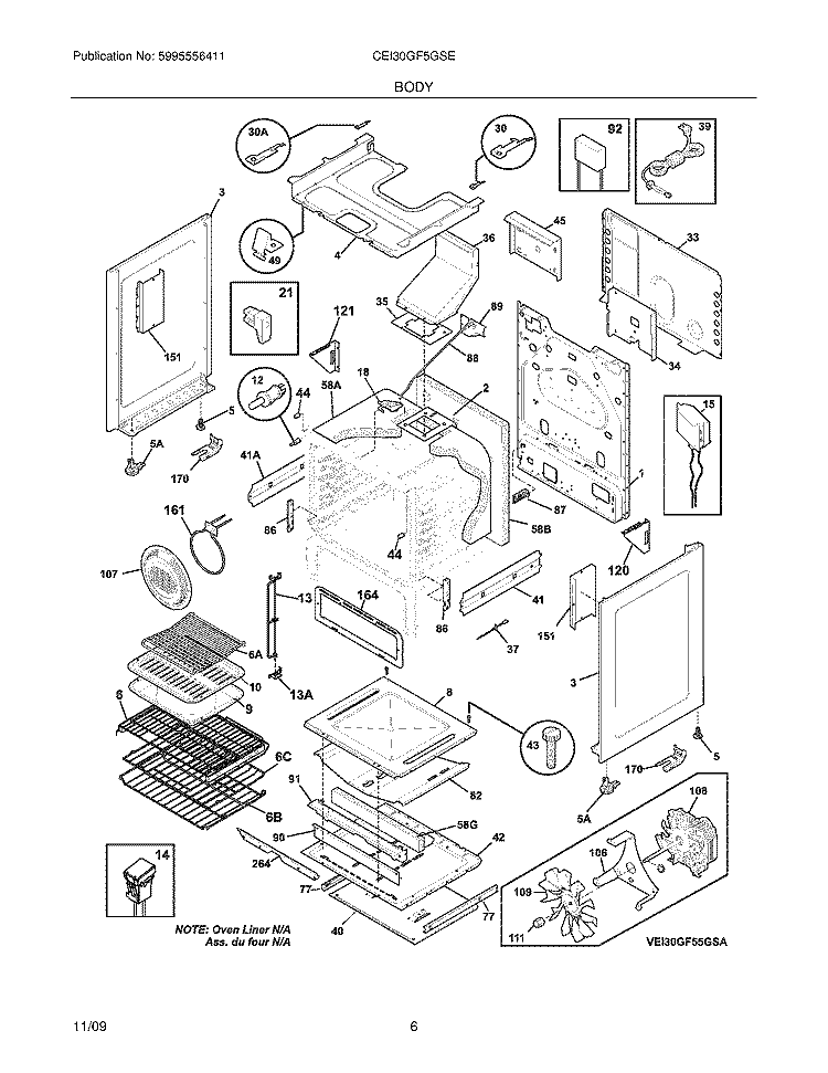 BODY Diagram and Parts List for CEI30GF5GSE  Electrolux Range