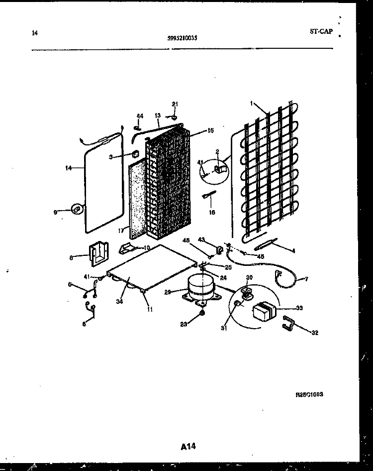 SYSTEM AND AUTOMATIC DEFROST PARTS Diagram and Parts List for FPE22VPW0  Frigidaire Refrigerator