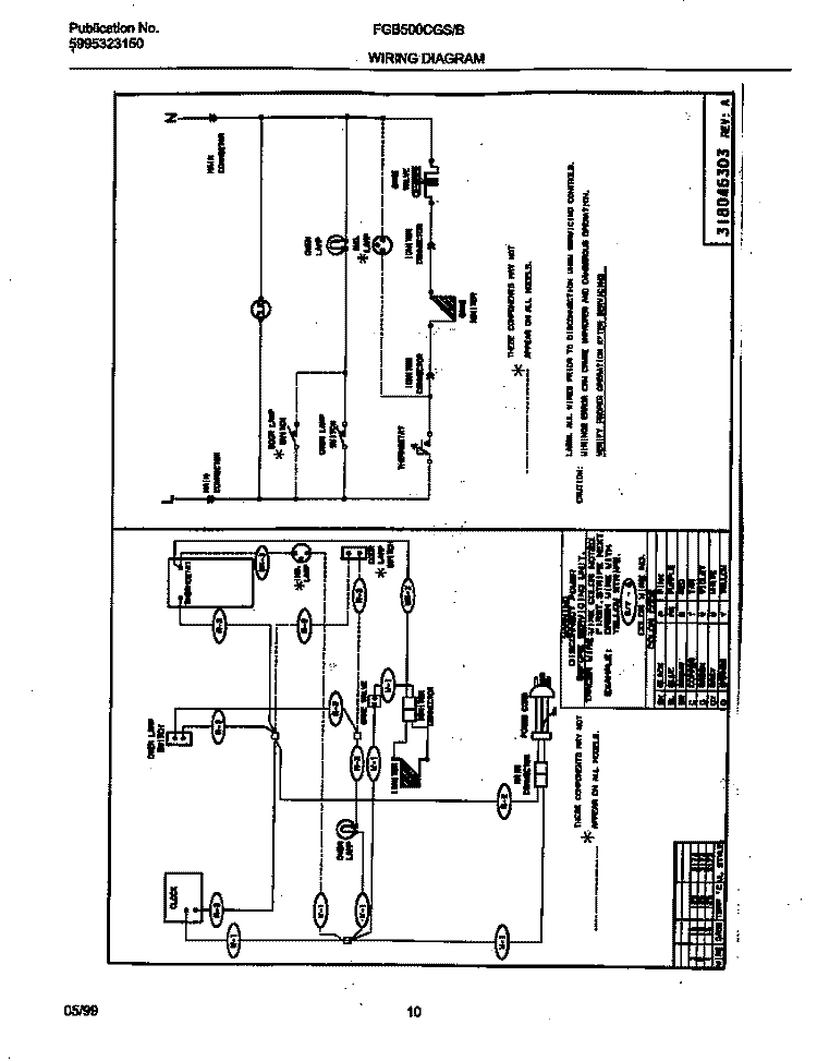 WIRING DIAGRAM Diagram and Parts List for FGB500CGBB  Frigidaire Wall Oven