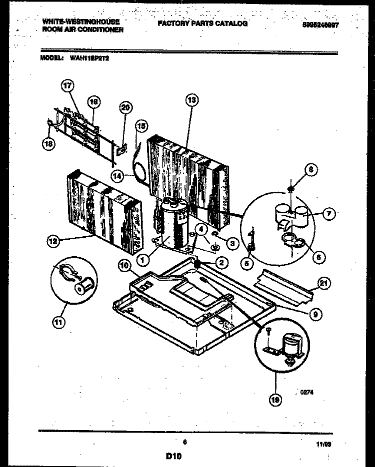 SYSTEM PARTS Diagram and Parts List for WAH11EP2T2  Frigidaire Air Conditioner