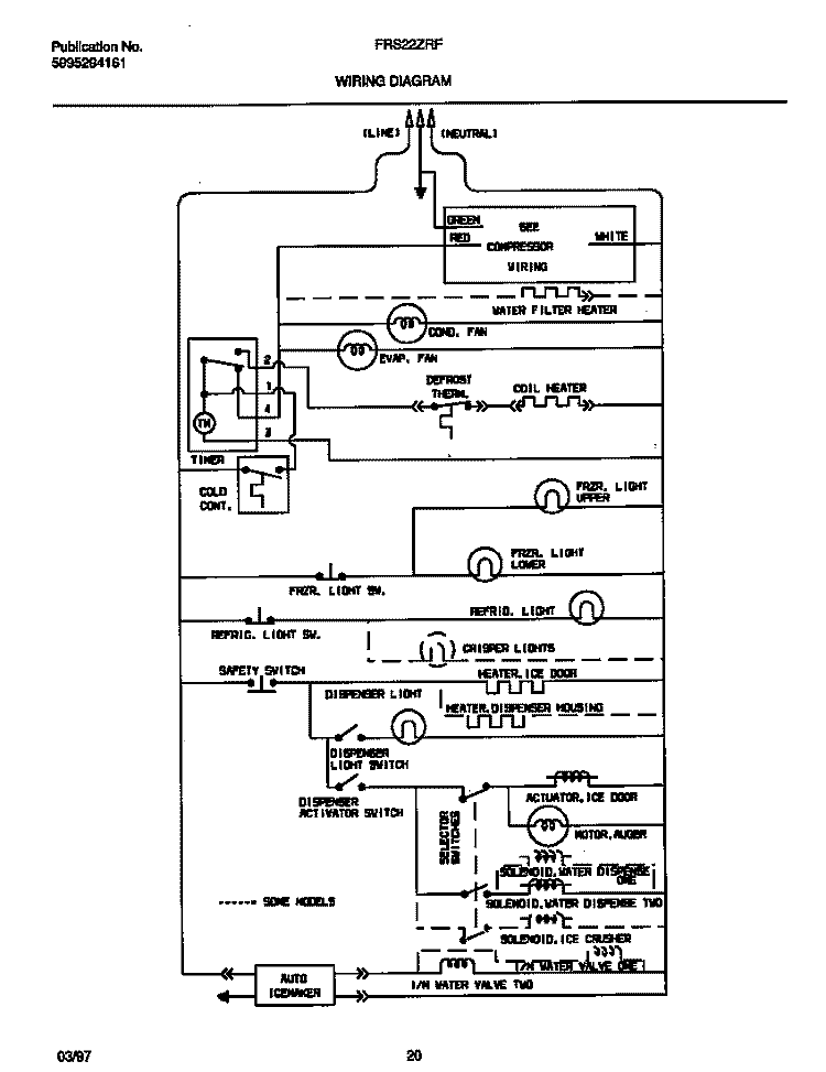 WIRING DIAGRAM Diagram and Parts List for FRS22ZRFW1  Frigidaire Refrigerator