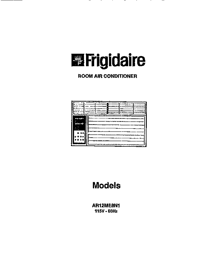 COVER Diagram and Parts List for AR12ME8N1  Frigidaire Air Conditioner