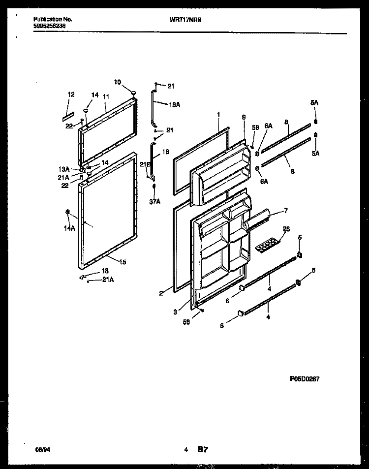 DOOR PARTS Diagram and Parts List for WRT17NRBD0  Frigidaire Refrigerator