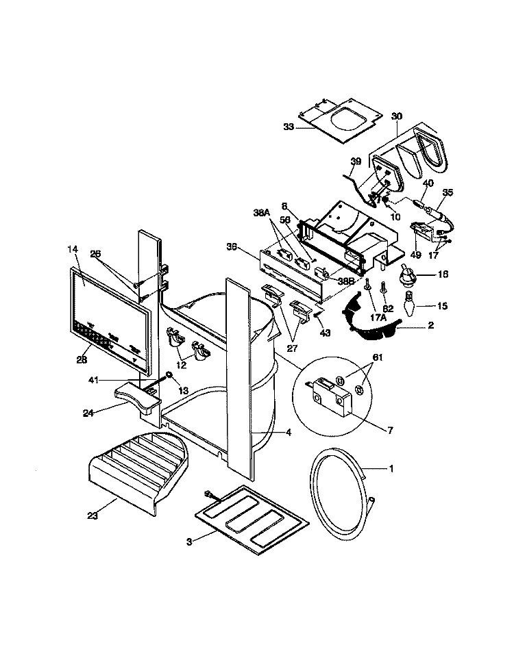 ICE & WATER DISPENSER Diagram and Parts List for FRS24WSCB1  Frigidaire Refrigerator