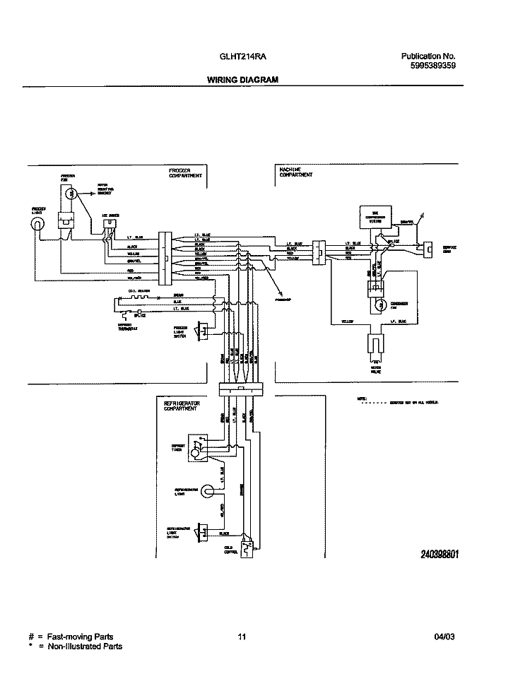 WIRING DIAGRAM Diagram and Parts List for GLHT214RAB4  Frigidaire Refrigerator