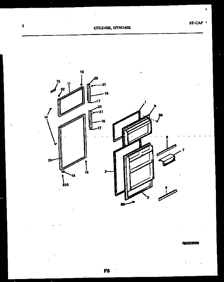 DOOR PARTS Diagram and Parts List for GTNI142BK2  Frigidaire Refrigerator
