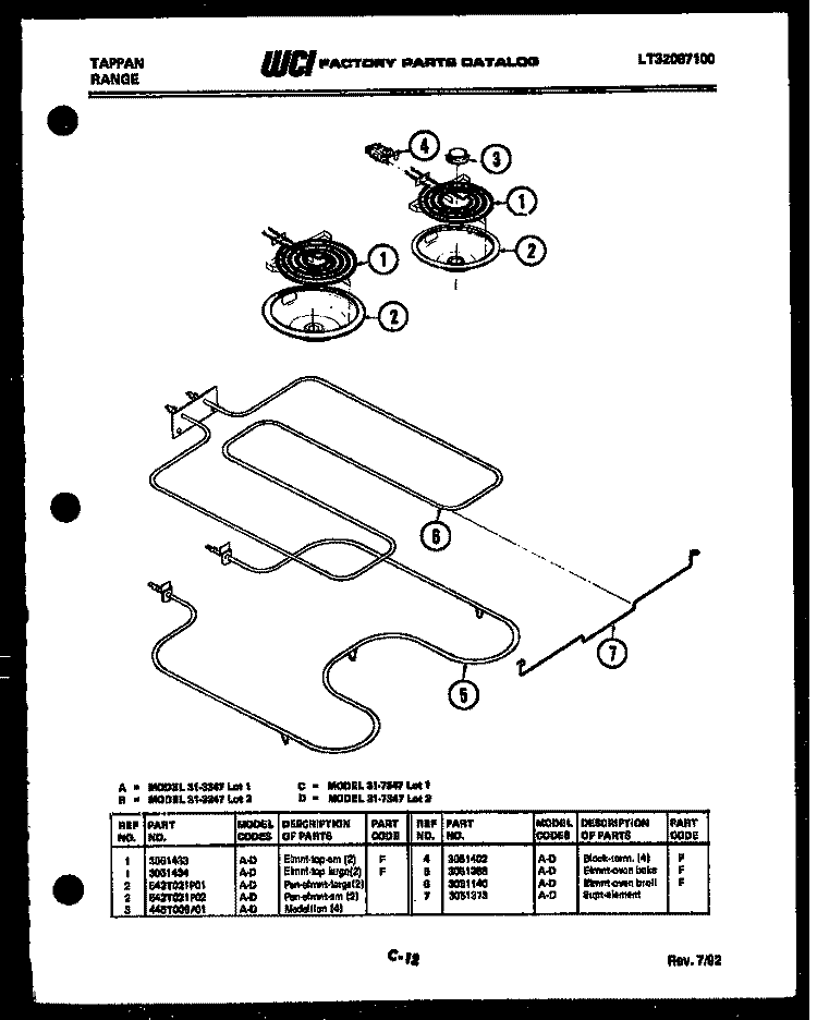 BROILER PARTS Diagram and Parts List for 31-3347-66-01  Tappan Range