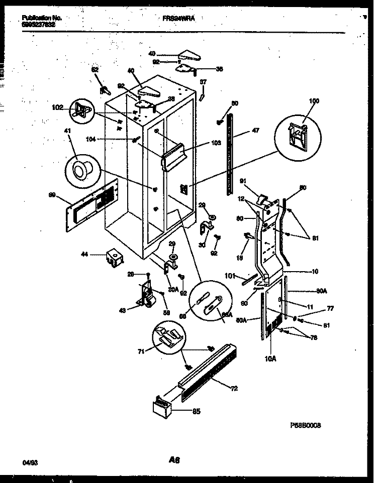 CABINET PARTS Diagram and Parts List for FRS24WRAD2  Frigidaire Refrigerator