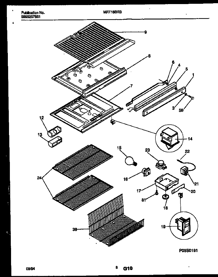 SHELVES AND SUPPORTS Diagram and Parts List for MRT18BRBZ1  Uni Refrigerator