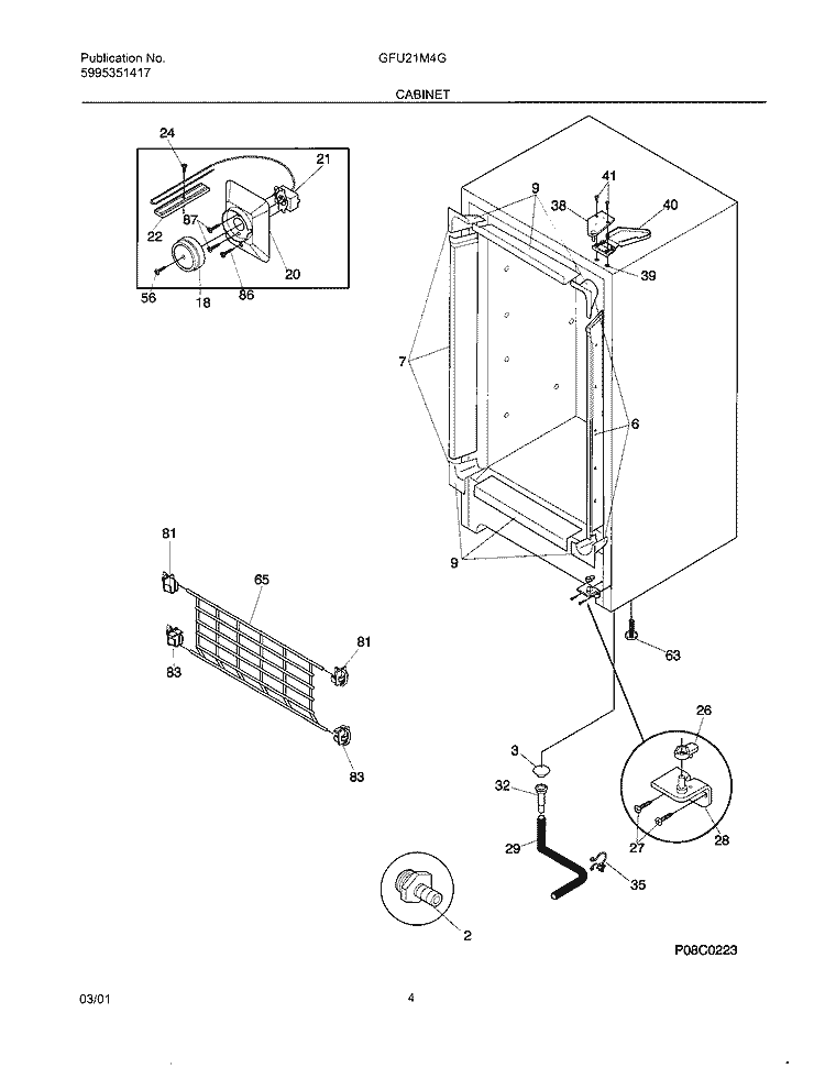 CABINET Diagram and Parts List for GFU21M4GW2  Gibson Freezer