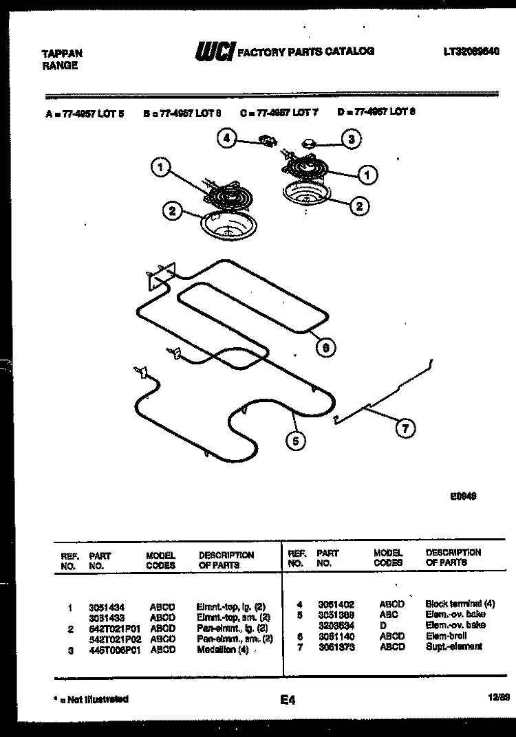 BROILER PARTS Diagram and Parts List for 77-4957-00-08  Tappan Range