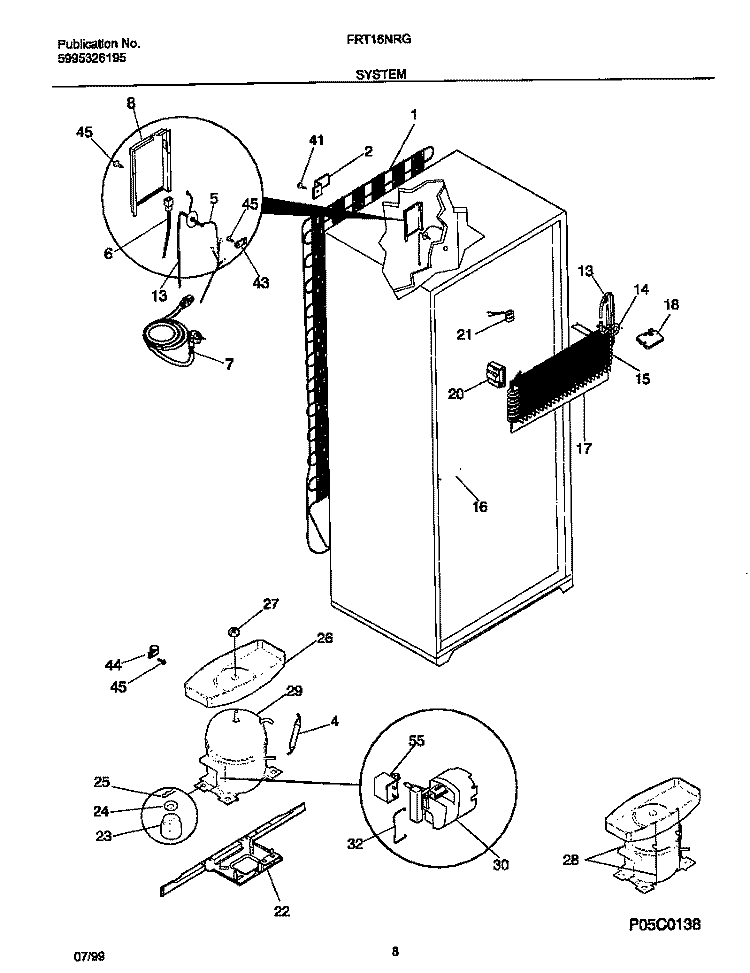 SYSTEM Diagram and Parts List for FRT16NRGD7  Frigidaire Refrigerator