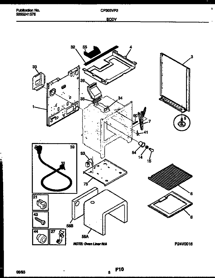 BODY PARTS Diagram and Parts List for CP303VP2D3  Frigidaire Range