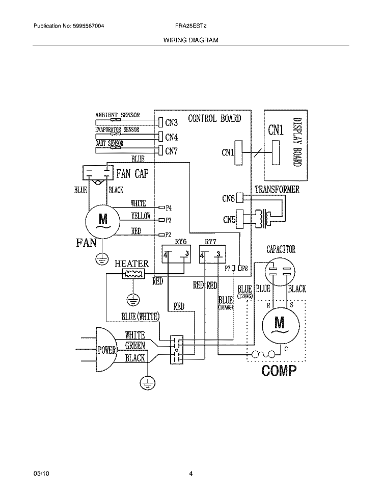 WIRING DIAGRAM Diagram and Parts List for FRA25EST20  Frigidaire Air Conditioner