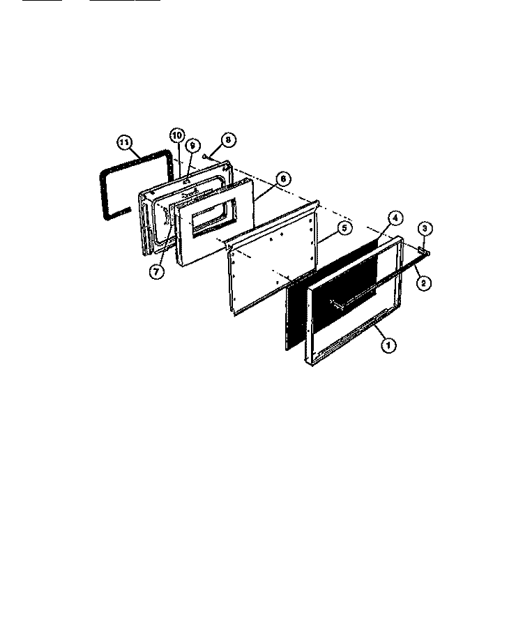 OVEN DOOR Diagram and Parts List for CGC4M6DXF  Gibson Range