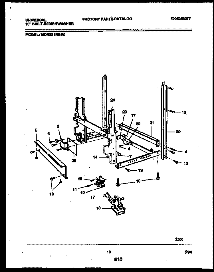 POWER DRY AND MOTOR PARTS Diagram and Parts List for MDR231RBR0  Frigidaire Dishwasher
