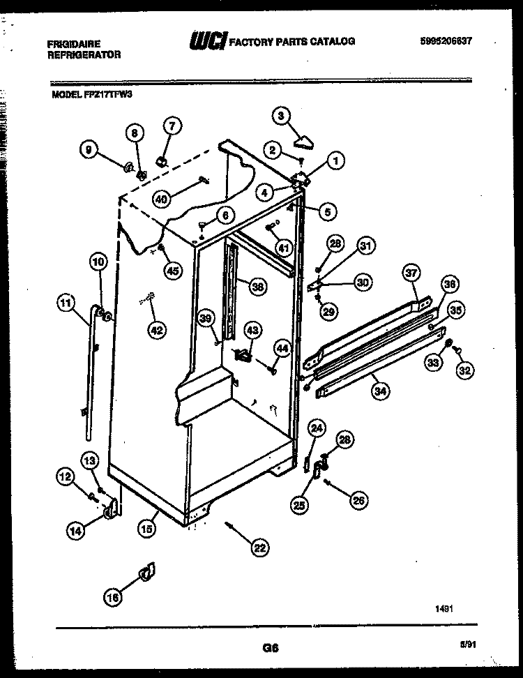 CABINET PARTS Diagram and Parts List for FPZ17TFH3  Frigidaire Refrigerator