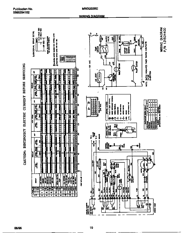 WIRING DIAGRAM Diagram and Parts List for MWX233REW0  Frigidaire Washer