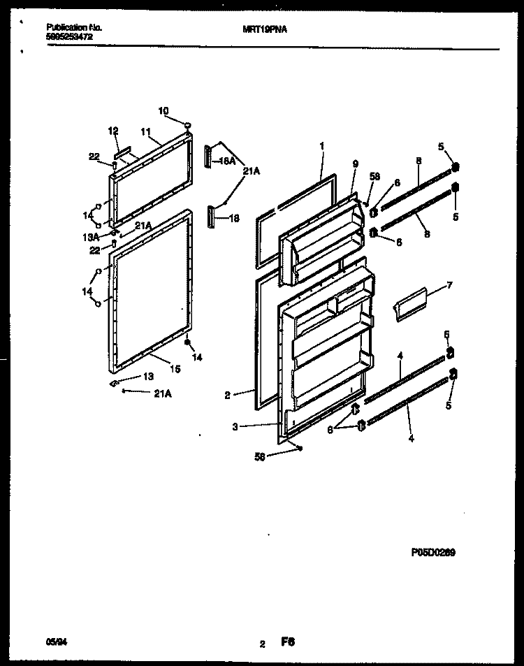 DOOR PARTS Diagram and Parts List for MRT19PNAW0  Frigidaire Refrigerator