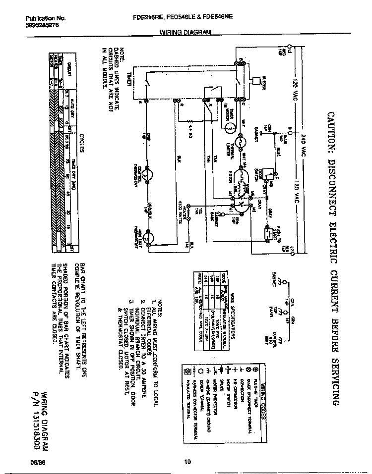 WIRING DIAGRAM Diagram and Parts List for FDE546NES0  Frigidaire Dryer